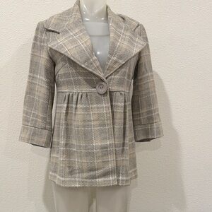 Kensie Women's Plaid Blazer - Beige and Gray